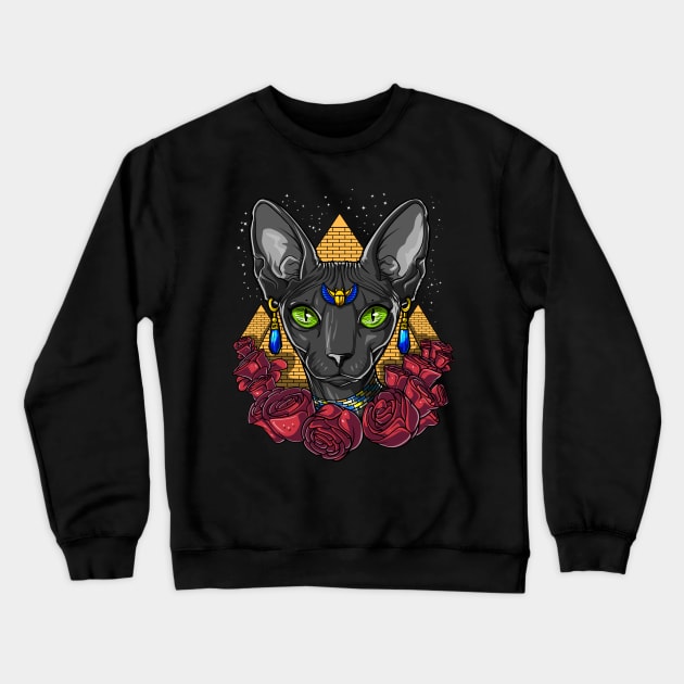 Egyptian Sphynx Cat Crewneck Sweatshirt by underheaven